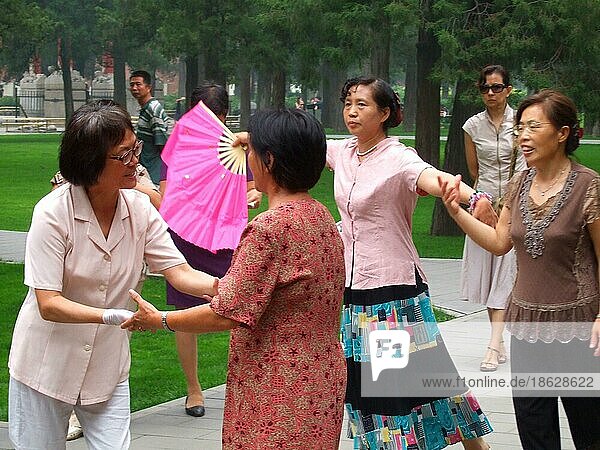Women dancing  Jinshan Park  Beijing  China  Asia