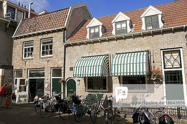 Bicycles in front of houses  Harderwijk  Netherlands