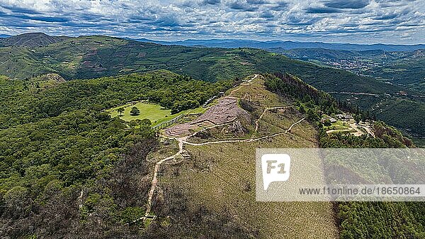 Aerial of the Unesco site El Fuerte de Samaipata  Pre-Columbian archaeological site  Santa Cruz department  Bolivia  South America