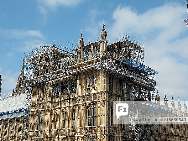Konservierungsarbeiten an den Houses of Parliament in London  Bau