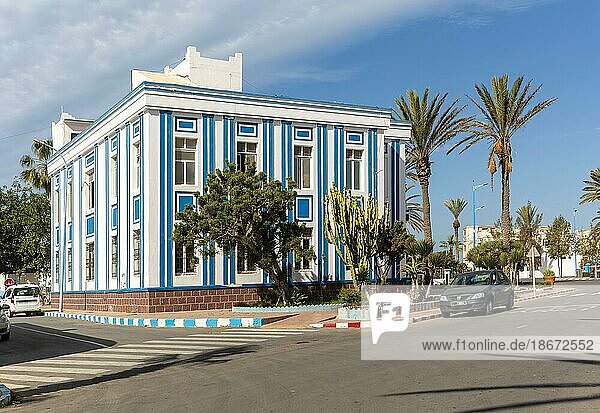 Former Hotel de Ville  Town hall Art Deco architecture Spanish colonial building  Sidi Ifni  Morocco  North Africa  Africa