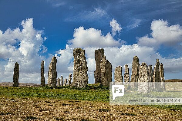 Megalith-Steinformation Callanish Steine  Standing Stones of Callanish aus dem Neolithikum  Isle of Lewis  Äußere Hebriden  Schottland  UK
