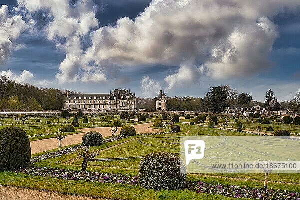 Schloss Chenonceau  Wasserschloss im Ort Chenonceaux im Département Indre-et-Loire der Region Centre-Val de Loire  Frankreich  Europa