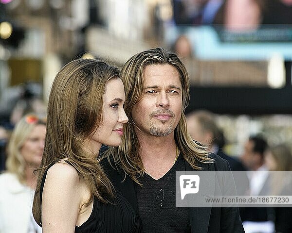 Brad Pitt and Angelina Jolie attends the World Premiere of World War Z on 02.06.2013 at The Empire Leicester Square  London