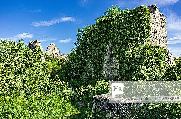 Ruine der mittelalterlichen Burg Hohenurach  Bad Urach  Schwäbische Alb  Baden-Württemberg  Deutschland  Europa