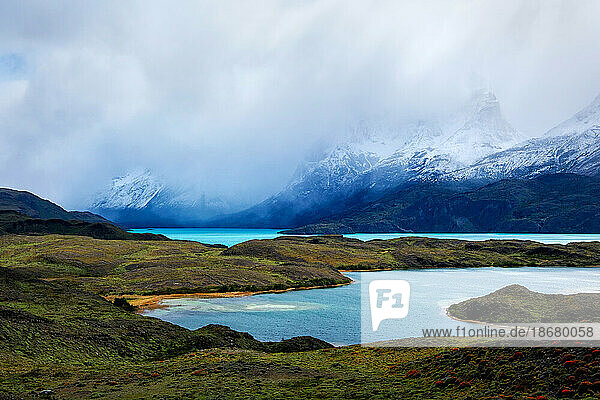 Blue lakes  Torres del Paine National Park  southern Chile  South America