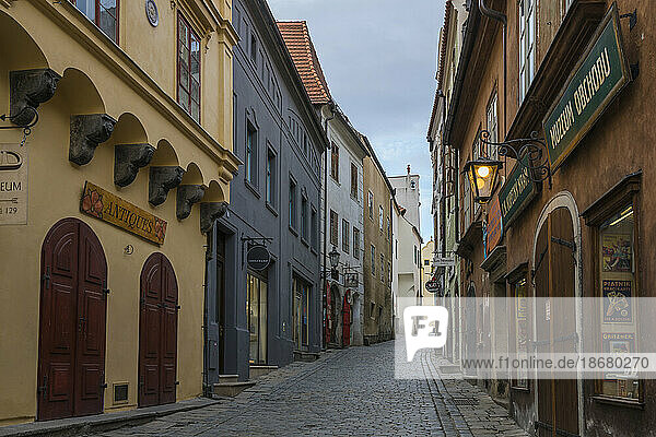 Radnicni street in historical center of Cesky Krumlov  UNESCO World Heritage Site  Cesky Krumlov  Czech Republic (Czechia)  Europe