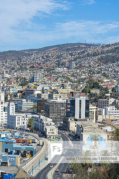 Valparaiso city center near Muelle Prat  Valparaiso  Valparaiso Province  Chile  South America