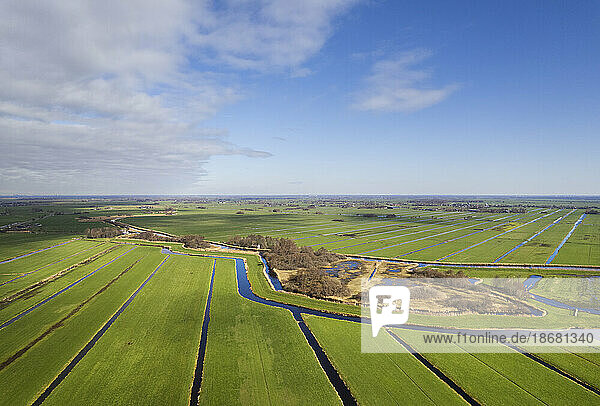 Aerial view of old polder landscape  Zegvel  Netherlands