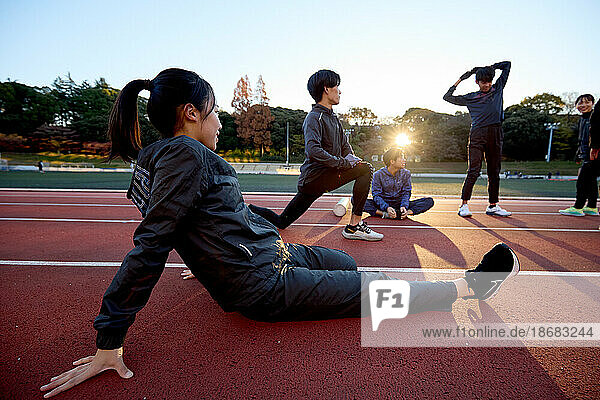 Japanese athletes training