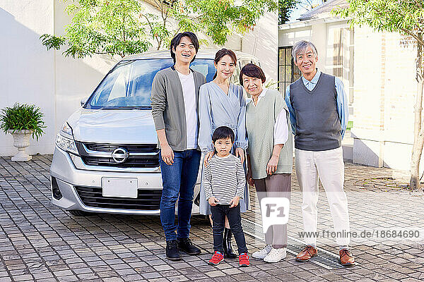 Japanese family with car