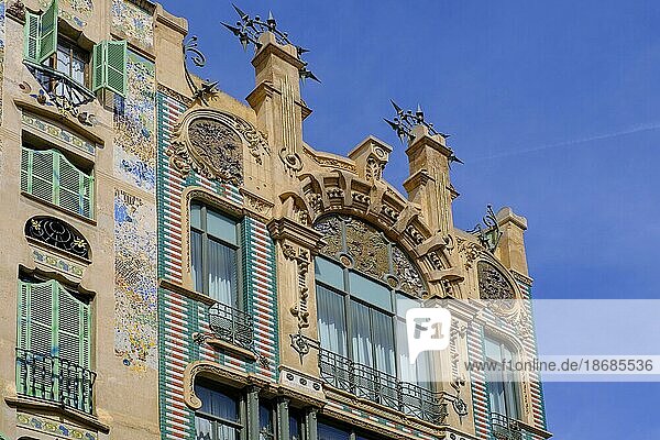 Can Rei  Wohnhaus mit Mosaikfassade  katalanischer Jugendstil  Palma de Mallorca  Mallorca  Balearen  Spanien  Europa