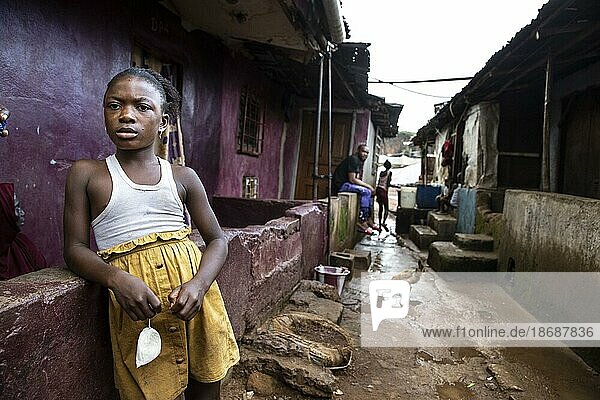 Girl living in Bomeh Village at KissyRoad dumpsite  15.06.2021.  Freetown  Sierra Leone  Africa