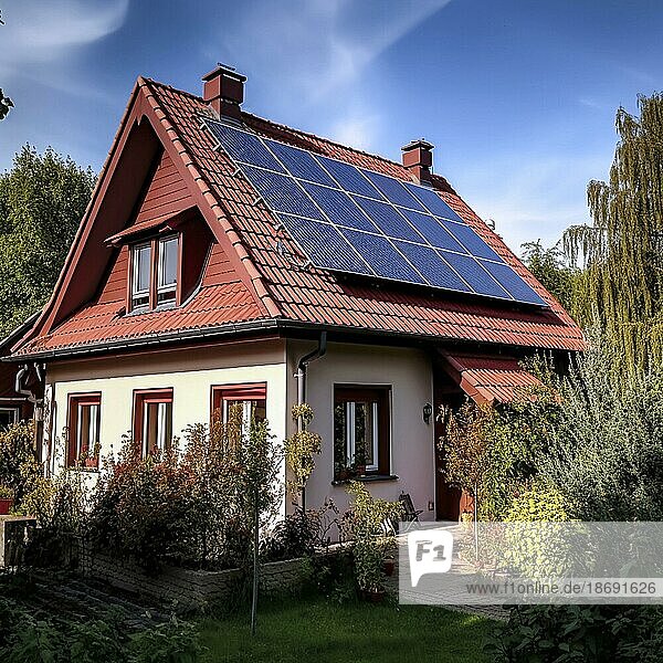Photovoltaikanlage  Solarstromanlage auf einem Haus  Ai erzeugt