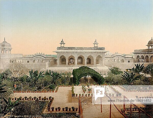 Diwan-i-Chas Palace in Agra  1890  India  Historic  digitally restored reproduction from an original of the period  Asia