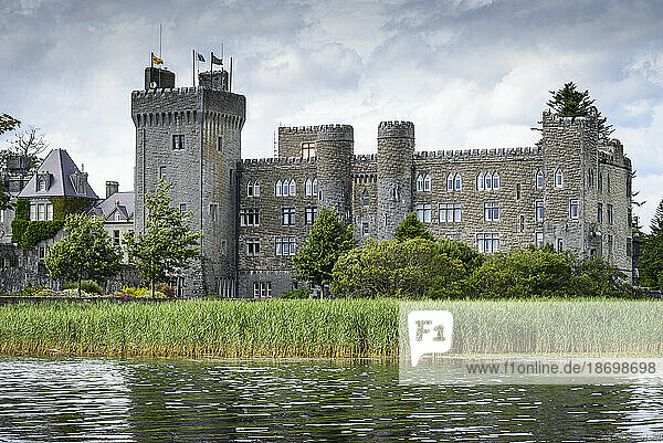 View of the 13th Century  Ashford Castle  now a luxury hotel overlooking Lough Corrib in the Village of Cong in County Mayo; Cong  Mayo  Ireland