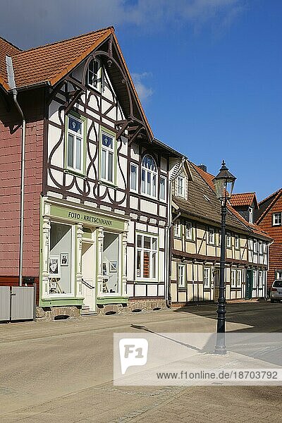 Fachwerkhäuser in der Altstadt  Ilsenburg  Harz  Sachsen-Anhalt  Deutschland  Europa