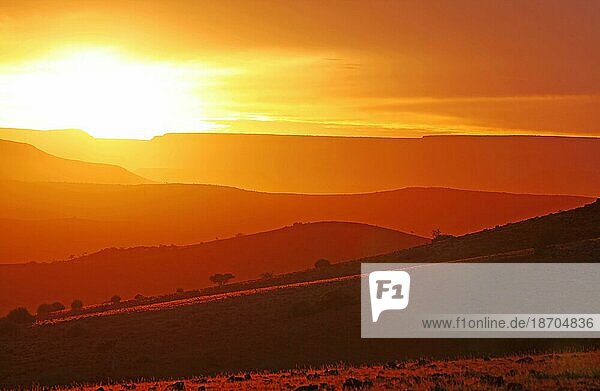 Sonnenaufgang in der Weite Namibias  Landschaft Palmwag  sunrise in the landscape of Namibia  Palmwag concession