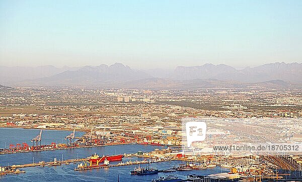 View of the harbour in Cape Town in the evening light  S