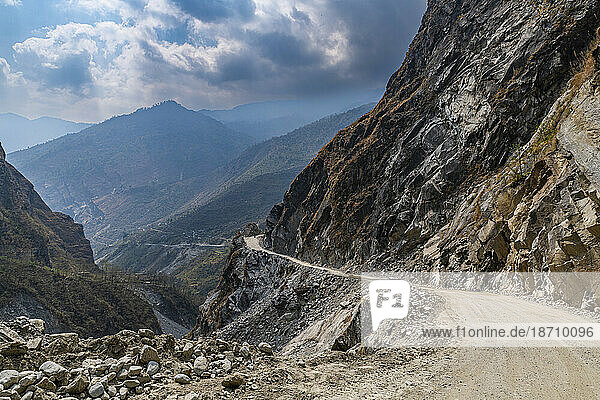Highway through the Himalaya to Jomsom  Nepal  Asia