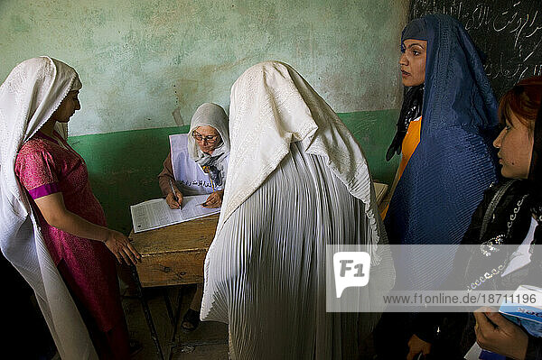 Afghan women vote in the 2009 presidential and parliamentary elections in Mazar-i Sharif  Afghanistan