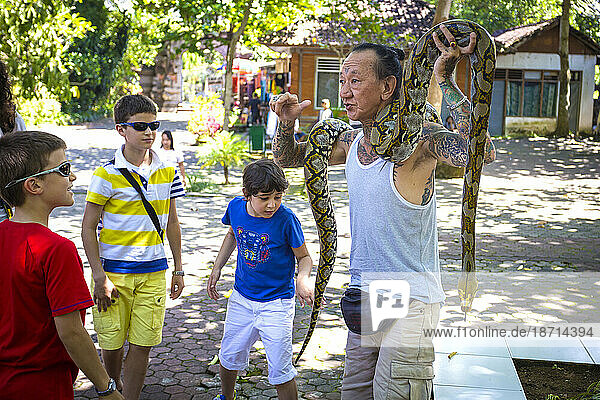 Snake charmer.Bali.Indonesia.