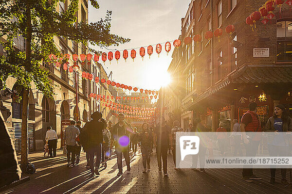 China Town in London late afternoon with crowds