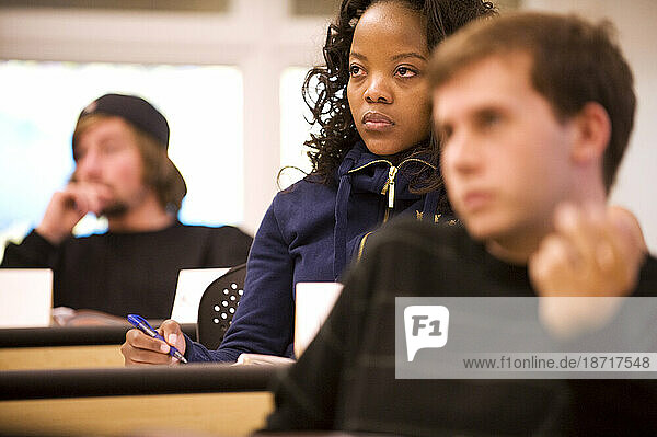 Students listen to a lecture in class at Sierra Nevada College  Lake Tahoe  Nev.
