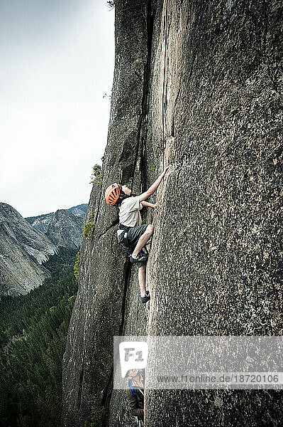 A young boy and a climber in Yosemite  June 2010.