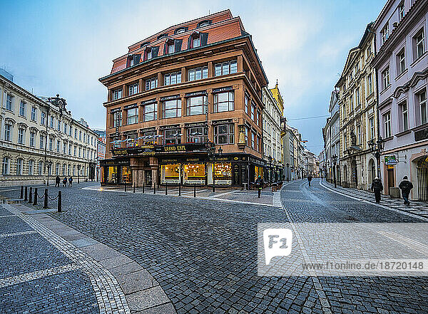 empty street in the centre of Prague