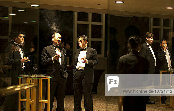 A cigar bar at The Prestige Ball in Singapore  an annual black tie charity event for the Who's Who of Singapore.