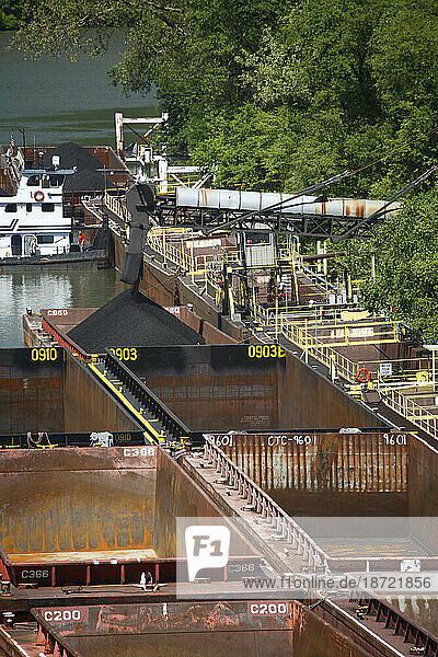 Coal barges being loaded