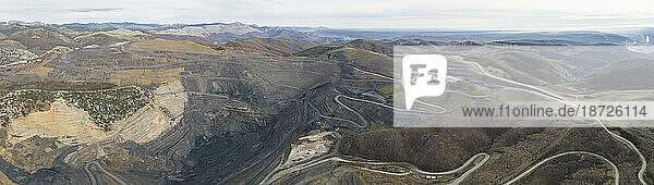 Coal mining from aerial view in Panoramic