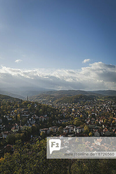 Germany  Saxony-Anhalt  Wernigerode  Sky over town seen from Wernigerode Castle