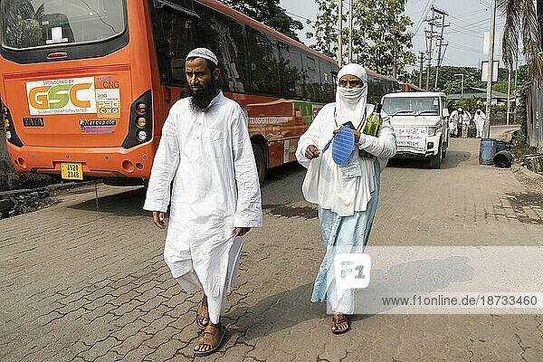 GUWAHATI  INDIA  JUNE 7: Haj pilgrims inside a bus as they leaving to airport for Mecca  on June 7  2023 in Guwahati  India. The Hajj pilgrimage is an important religious journey undertaken by millions of Muslims from around the world. It is one of the Five Pillars of Islam and is a mandatory act of worship for able-bodied and financially capable Muslims. The pilgrimage takes place in Mecca  Saudi Arabia  during the Islamic month of Dhul Hijjah  Asia