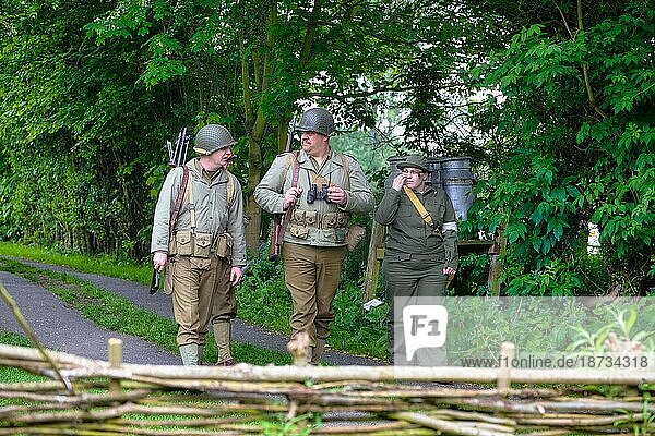 Kriegsspiel  World-War II Wochenende im Freilichtmuseum Ryedale-Folk-Museum  Hutton-Le-Hole  North-York-Moors-Nationalpark  Yorkshire  England  Großbritannien  Europa