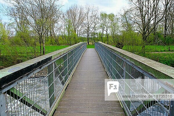 Bridge for pedestrians  Lower Rhine  North Rhine-Westphalia  Germany  Europe