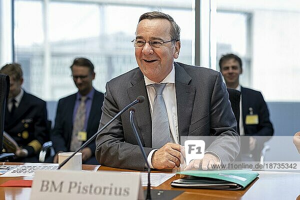 Federal Minister of Defence Boris Pistorius  SPD  guest at the Committee f?ºr European Union Affairs.  Berlin  Germany  Europe