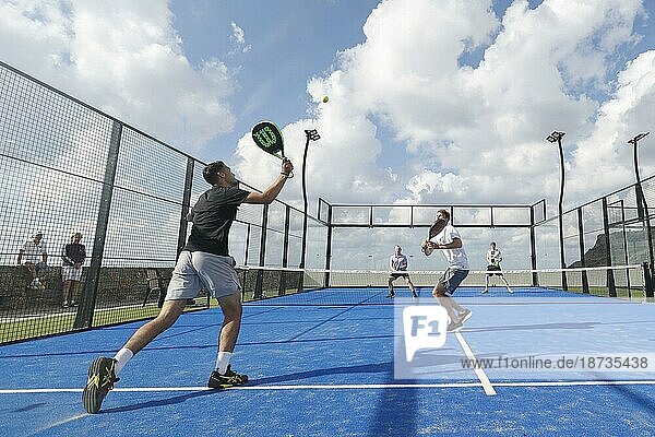 Players in action on a padel court at Kalimera Kriti Resort  Sisi  Crete  GRE