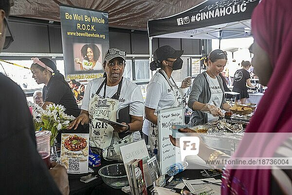 Detroit  Michigan  VegFest attracted thousands to Eastern Market for cooking demonstrations and vegetarian foods. The event was sponsored by VegMichigan  which promotes a plant-based lifestyle