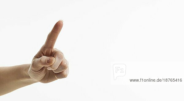 Vorderansicht Hand zeigt auf Finger. Auflösung und hohe Qualität schönes Foto