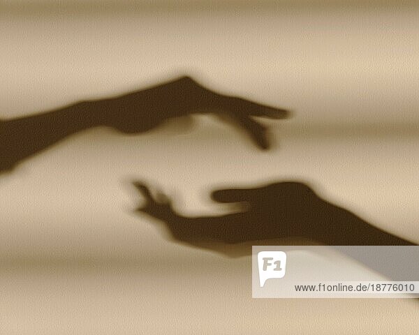 Schatten Hände weiße Wand. Hohe Auflösung Foto