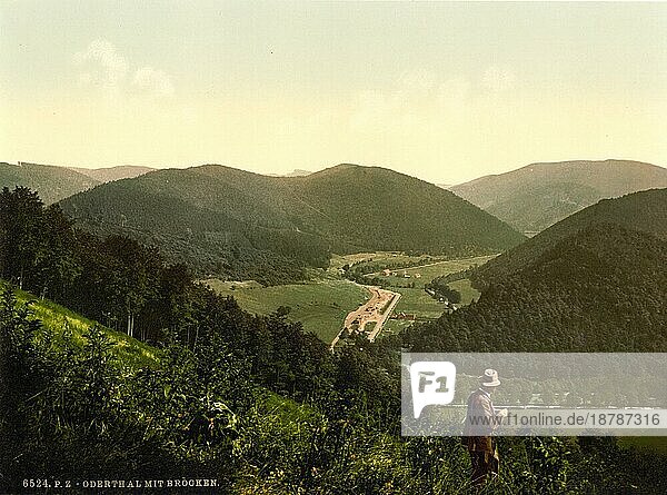 Odertal und Blick zum Brocken im Harz  um 1890  Deutschland  Historisch  digital restaurierte Reproduktion von einer Vorlage aus dem 19. Jahrhundert  Europa