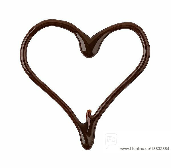 Süße Schokoladensauce vor weißem Hintergrund