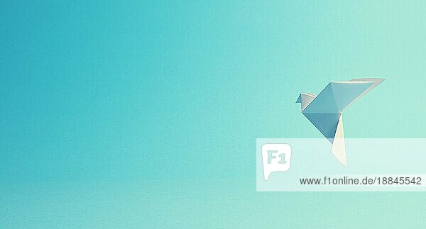 Origami Papiertaube auf blauem Hintergrund mit Platz für Ihren Text oder Bilder  Frieden oder Freiheit Konzept Hintergrund