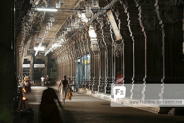 Kolonnade im zweiten Prakara Korridor des Thillai Nataraja Tempels  Chidambaram  Tamil Nadu  Südindien  Indien  Asien