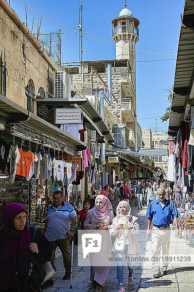 Jerusalem Israel. Die belebten Straßen der Altstadt