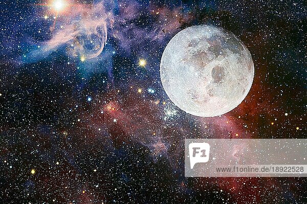Der Mond. Sonnensystem. Kosmos-Kunst. Elemente dieses Bildes wurden von der NASA zur Verfügung gestellt