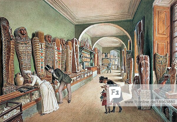 Der Korridor und das letzte Kabinett der ägyptischen Sammlung  1889  Österreich  Historisch  digital restaurierte Reproduktion von einer Vorlage aus der damaligen Zeit  Europa