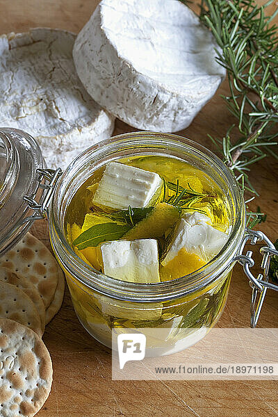 Pickled feta with lemon and herbs